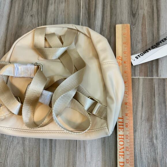 NWT Stoney Clover Micro Classic Backpack Tan Sand Monogrammed Double Zippers - Picture 8 of 9